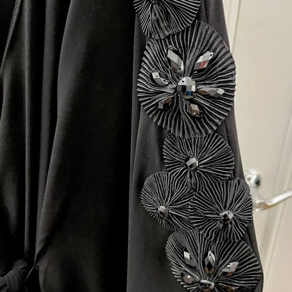 Mini Jersey Wrap Dress w/ Embellished Sleeves - Picture 4 of 4